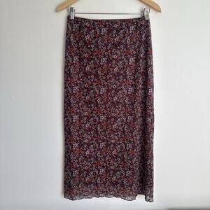 Y2K Floral Mesh Midi Skirt Sz M Fairy Grunge Ditzy Floral Fairycore 90s Daisy